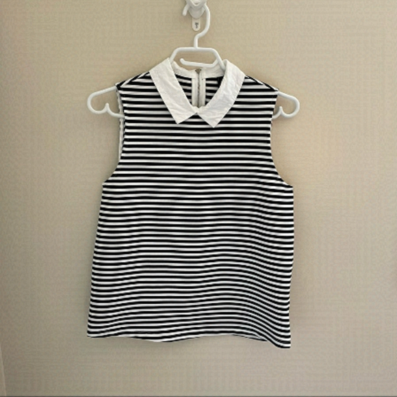 IORA, Polo style tank top, black and white Strips, size S - Picture 1 of 4